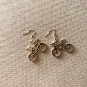 Silver toned adorable bike earrings